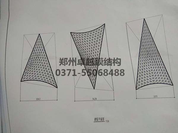 商丘柒悅城商場(chǎng)膜結(jié)構(gòu)屋頂建筑平面圖